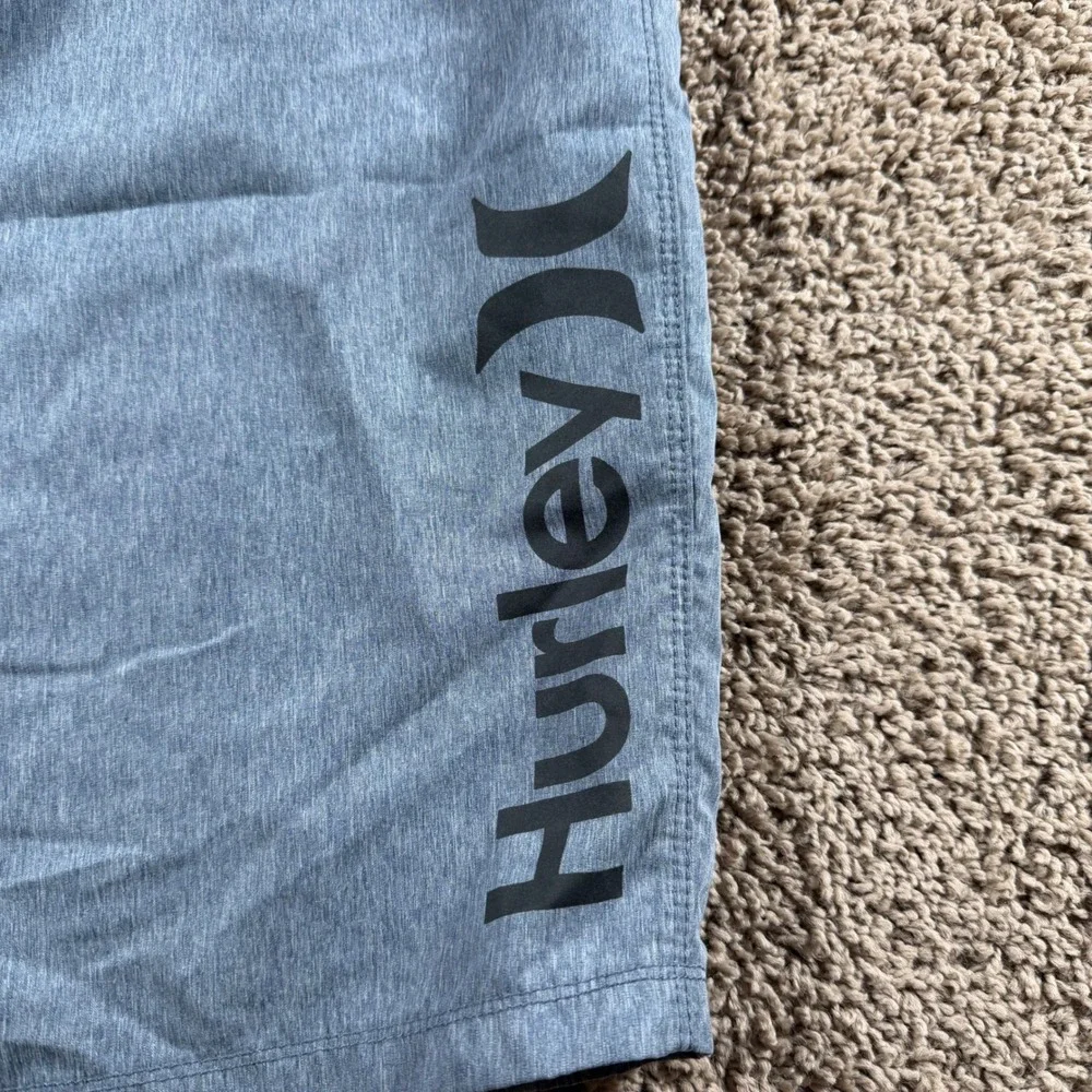 Hurley‎ board shorts Mens Blue Heathered mens 36 Logo Graphic Swim Trunks beach